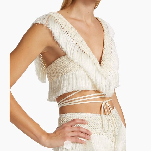 PatBO Bone Fringe Trim Cropped Top - Picture 3 of 9